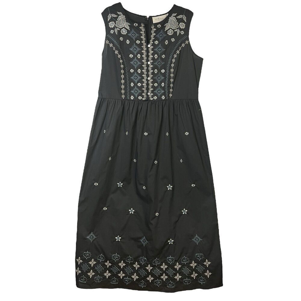 La Bellum By Hillary Scott Dress Asphalt Grey Maxi Embroidered NEW Size XL Woven